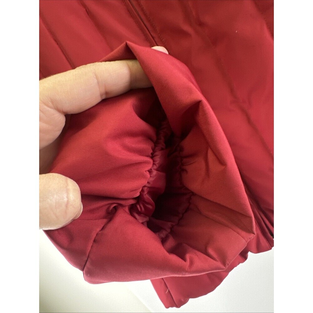 Calvin Klein Down Puffer Coat Zip Red Fleece Lined Pocket Insulated Women Medium - Picture 3 of 16